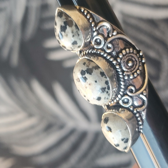 New Dalmatian Jasper Silver Statement Ring. - Picture 14 of 16